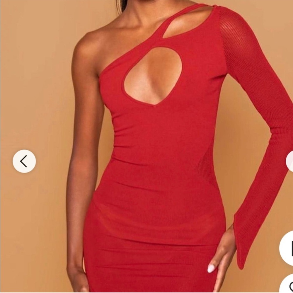 Voight Red Widow Mini Bodycon Dress Made in Hell Size XS / Small One‎ Shoulder
